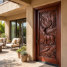 Madera Sculpted Solid Wood Woodland Stag Single Door Mahogany - Timberustic Door