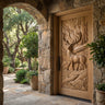 Madera Sculpted Solid Wood Woodland Stag Single Door Natural Oak - Timberustic Door