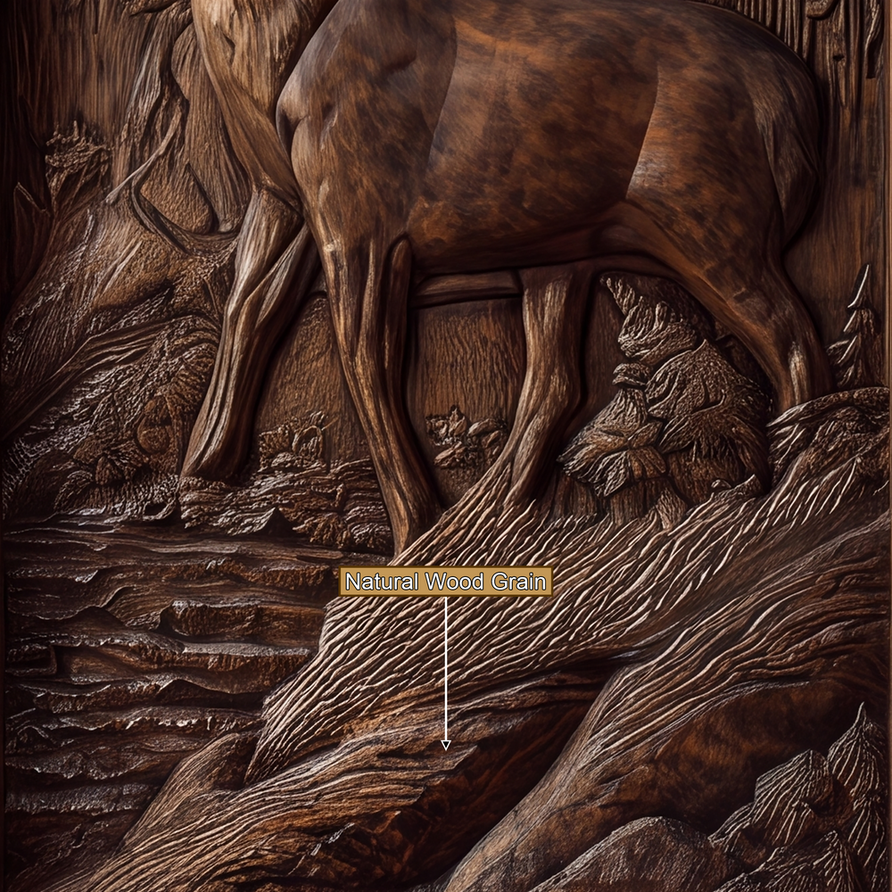 Madera Sculpted Solid Wood Woodland Stag Single Door