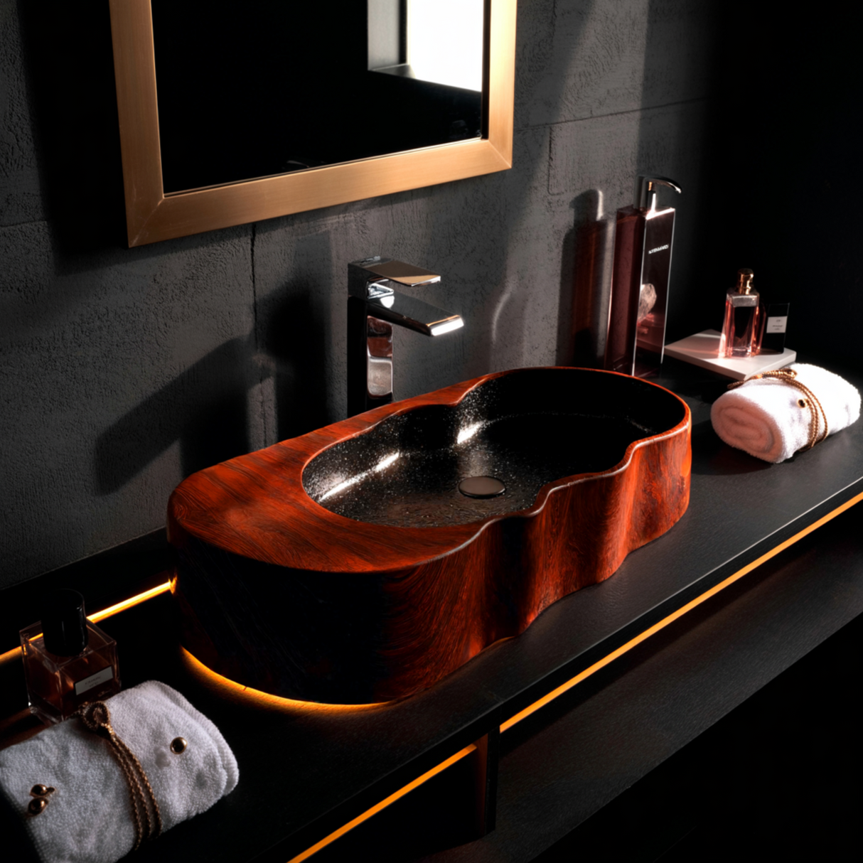 Marbella Contour Solid Wood Floating Vessel Sink