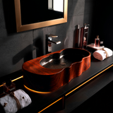 Marbella Contour Solid Wood Floating Vessel Sink