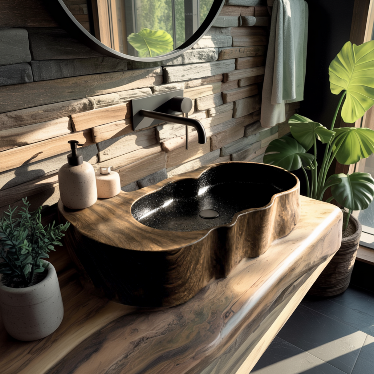Marbella Contour Solid Wood Floating Vessel Sink