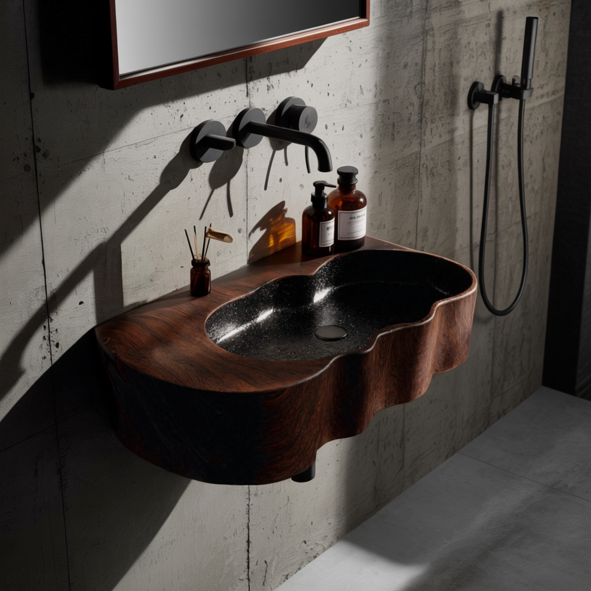 Marbella Contour Solid Wood Floating Vessel Sink