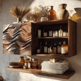 Mareon Live Edge Solid Wood Floating Bathroom Cabinet