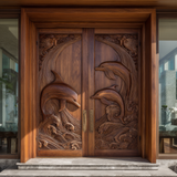 Mariselle Sculpted Solid Wood Dolphin Double Doors