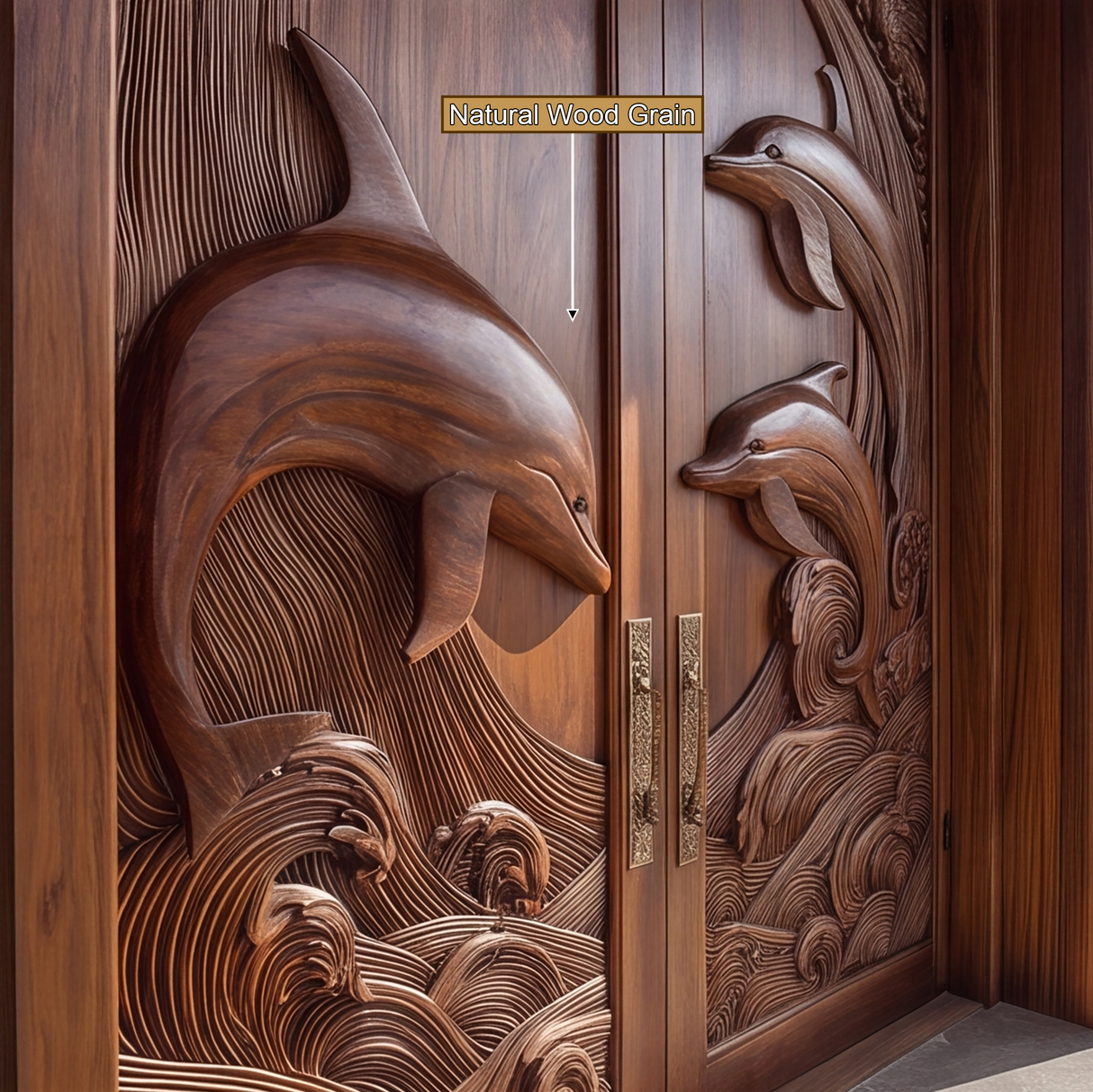 Mariselle Sculpted Solid Wood Dolphin Double Doors
