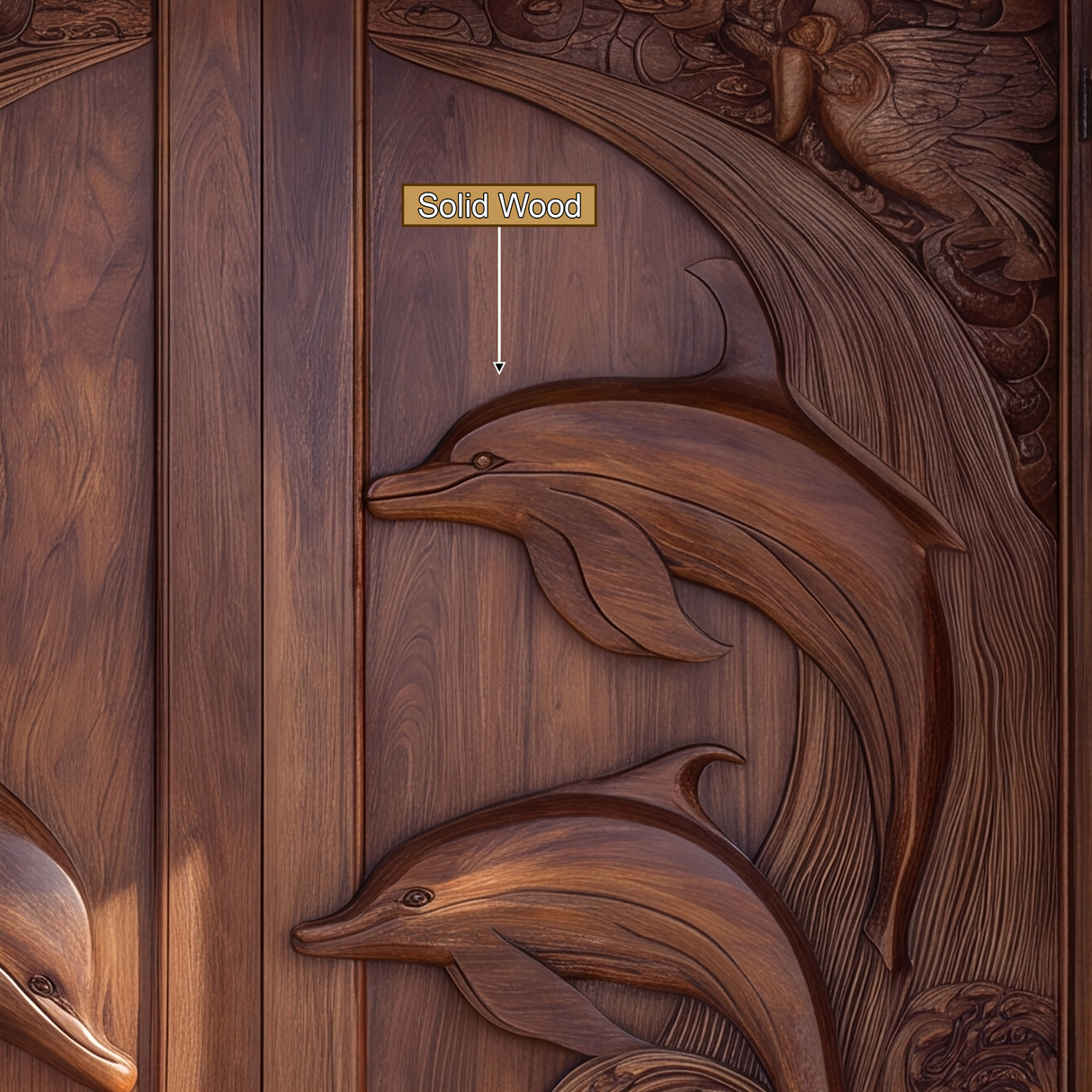 Mariselle Sculpted Solid Wood Dolphin Double Doors