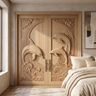 Mariselle Sculpted Solid Wood Dolphin Double Doors Natural Oak - Timberustic Door