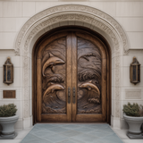 Marisora Handcrafted Solid Wood Dolphin Arched Double Doors
