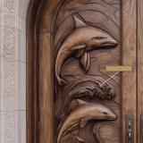 Marisora Handcrafted Solid Wood Dolphin Arched Double Doors