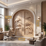 Marisora Handcrafted Solid Wood Dolphin Arched Double Doors