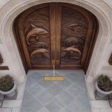 Marisora Handcrafted Solid Wood Dolphin Arched Double Doors