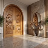 Marisora Handcrafted Solid Wood Dolphin Arched Double Doors