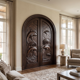 Marisora Handcrafted Solid Wood Dolphin Arched Double Doors