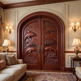 Marisora Handcrafted Solid Wood Dolphin Arched Double Doors