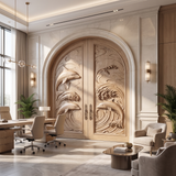 Marisora Handcrafted Solid Wood Dolphin Arched Double Doors