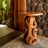 Marvello Sculpted Solid Wood Pedestal Stand - Timberustic Pedestal Stand