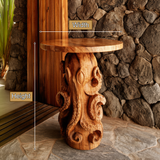 Marvello Sculpted Solid Wood Pedestal Stand - Timberustic Pedestal Stand