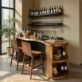 Marvento Live Edge Solid Wood Bar Table with Storage - Timberustic Bar Table with Storage
