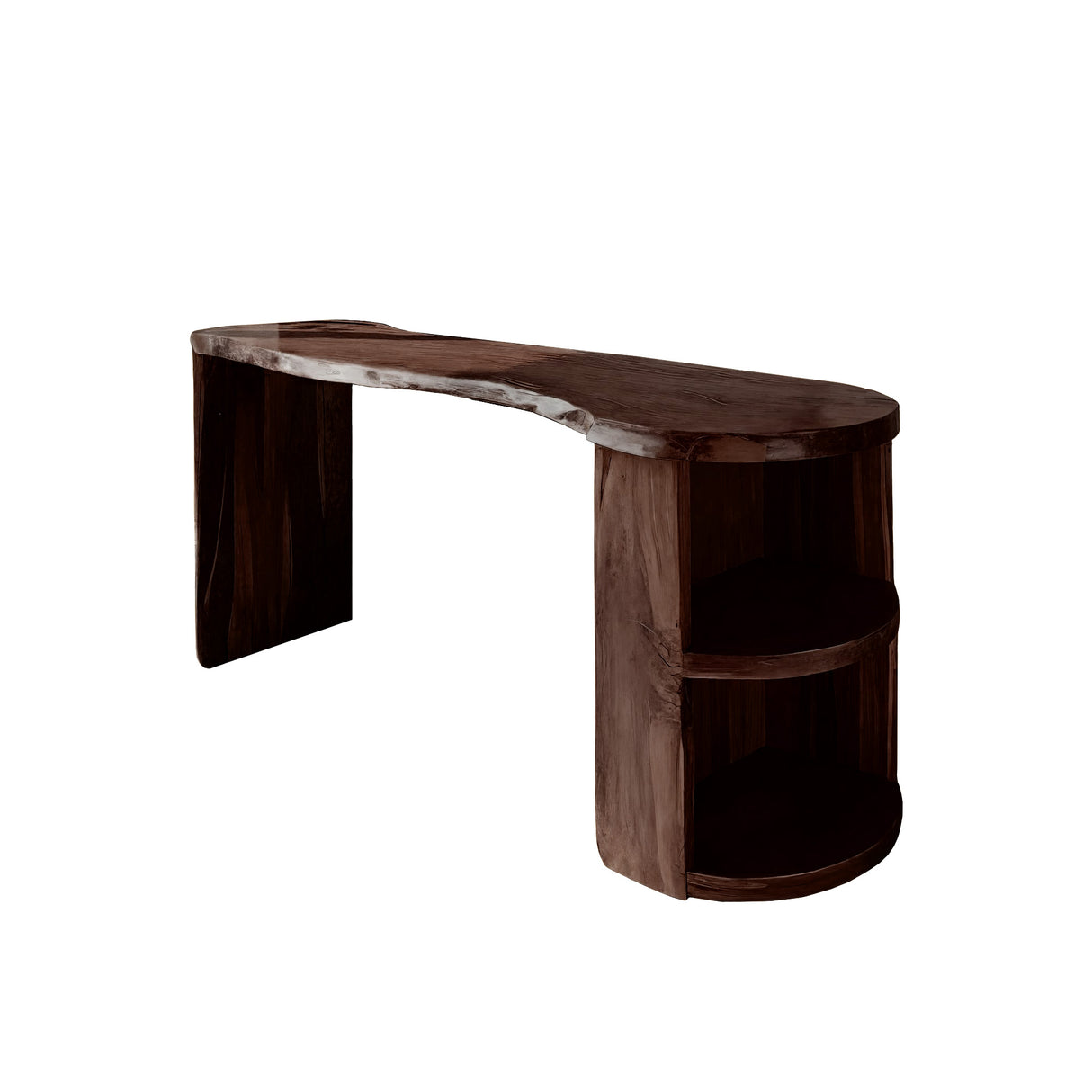 Marvento Live Edge Solid Wood Bar Table with Storage Dark Walnut - Timberustic Bar Table with Storage
