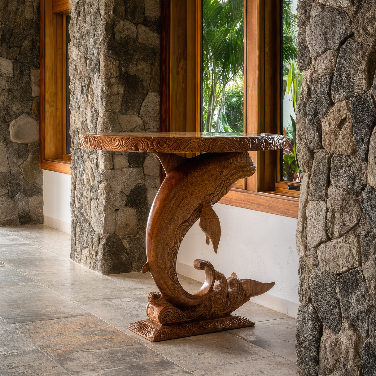 Marvion Sculpted Solid Wood Pedestal Stand - Timberustic Pedestal Stand