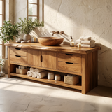 Meadowridge Live Edge Solid Wood Freestanding Bathroom Vanity with Drawers