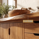 Meadowridge Live Edge Solid Wood Freestanding Bathroom Vanity with Drawers