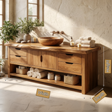 Meadowridge Live Edge Solid Wood Freestanding Bathroom Vanity with Drawers