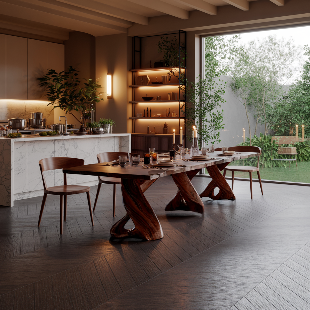 Mediterraneo Twistbase Solid Wood Dining Table