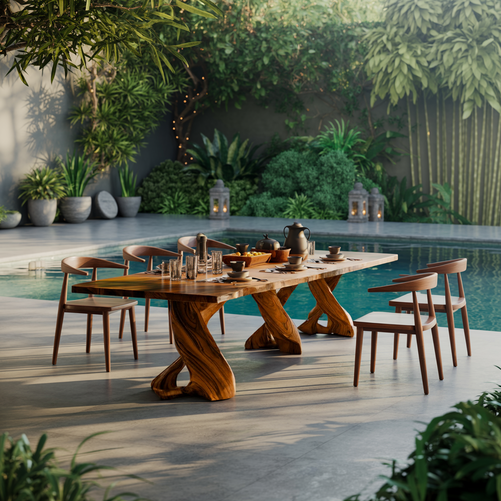 Mediterraneo Twistbase Solid Wood Dining Table