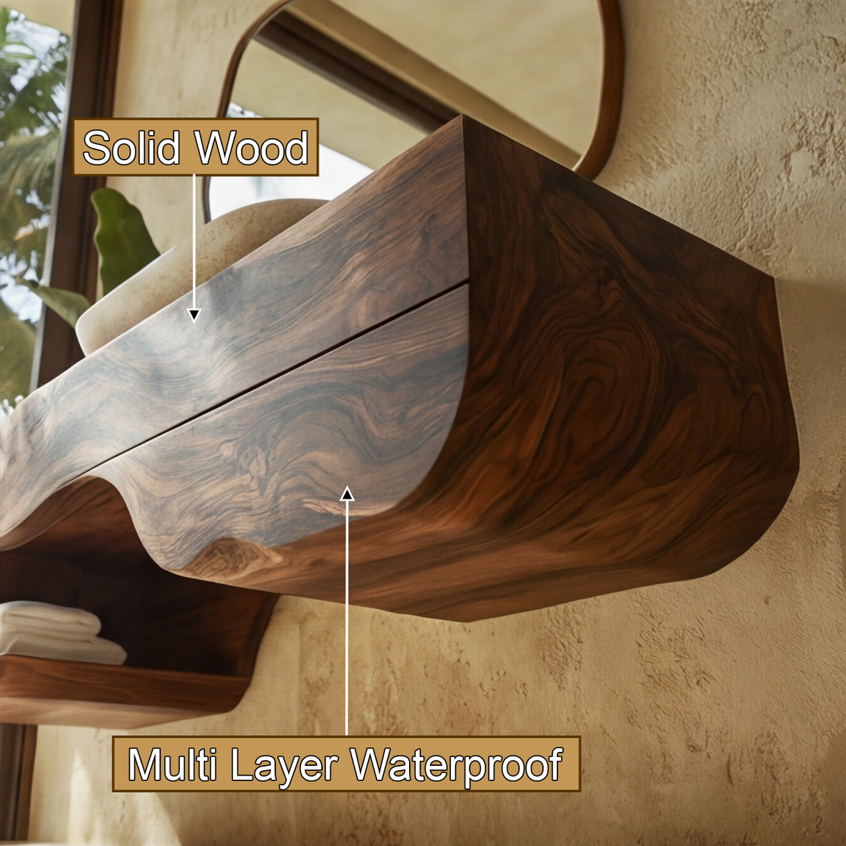 Merona Sculpted Solid Wood Floating Bathroom Vanity with Drawers - Timberustic Floating Bathroom Vanity With Drawers