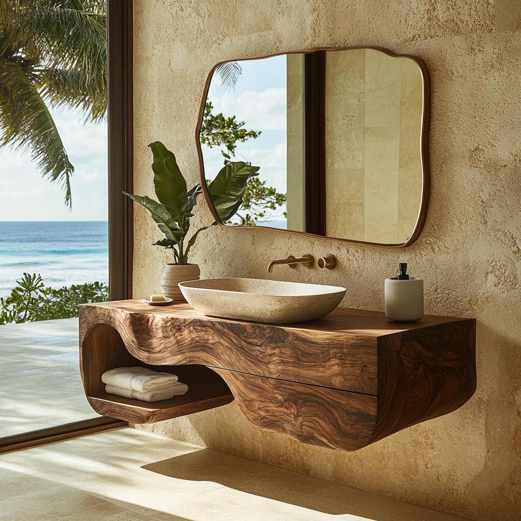 Merona Sculpted Solid Wood Floating Bathroom Vanity with Drawers - Timberustic Floating Bathroom Vanity With Drawers