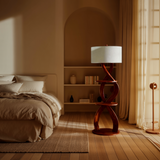 Minimalist Design Solid Wood Floor Lamp with Shelves