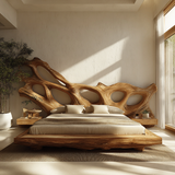 Monolyth Hollow Sculpted Solid Wood Headboard and Bed Frame