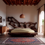 Monolyth Hollow Sculpted Solid Wood Headboard and Bed Frame