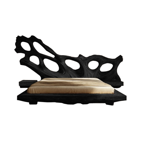 Monolyth Hollow Sculpted Solid Wood Headboard and Bed Frame