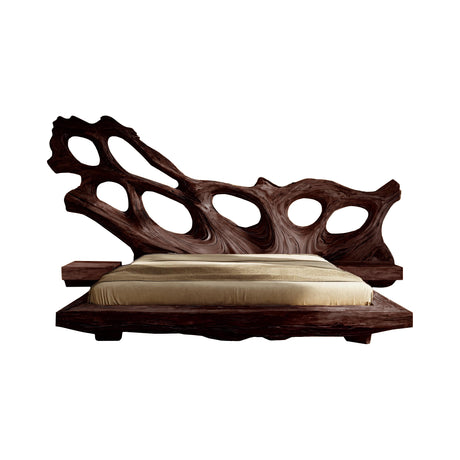 Monolyth Hollow Sculpted Solid Wood Headboard and Bed Frame