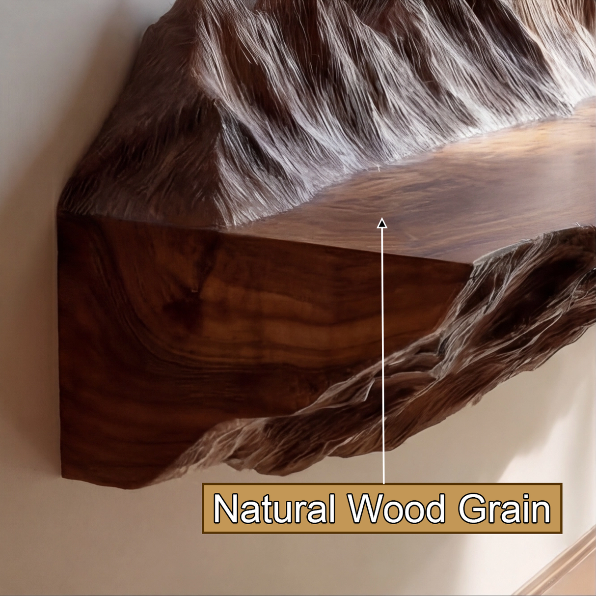 Montara Sculpted Solid Wood Mountain Live Edge Floating Shelf SPA253423 - Timberustic Floating Shelf