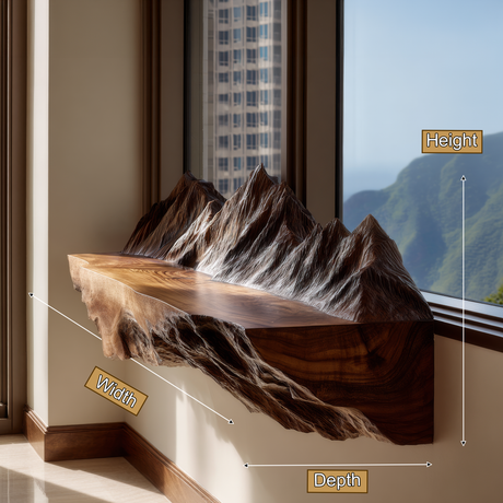 Montara Sculpted Solid Wood Mountain Live Edge Floating Shelf SPA253423 - Timberustic Floating Shelf