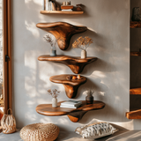 Morena Sculpted Solid Wood Mushroom Floating Shelf - Timberustic Floating Shelf