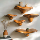Morva Sculpted Solid Wood Mushroom Floating Shelf - Timberustic Floating Shelf