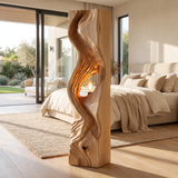 Morvayne Sculpted Solid Wood Floor Lamp Natural Oak - Timberustic Floor Lamp