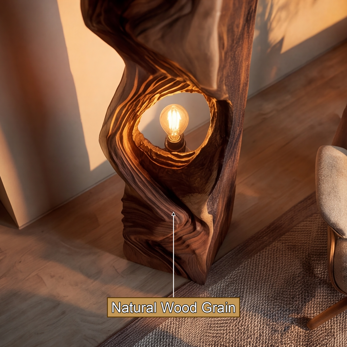 Morvayne Sculpted Solid Wood Floor Lamp - Timberustic Floor Lamp