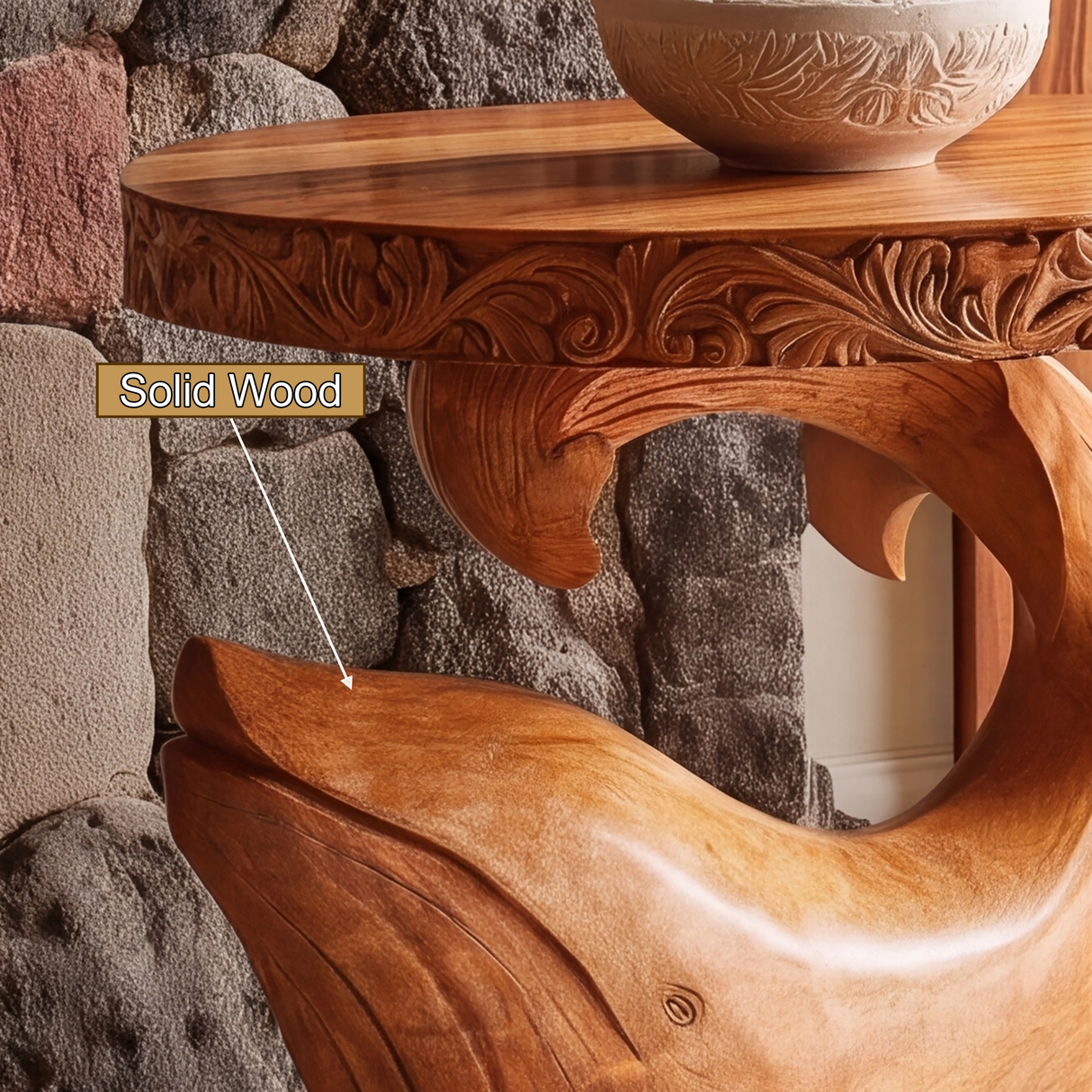 Morvayne Sculpted Solid Wood Pedestal Stand - Timberustic Pedestal Stand