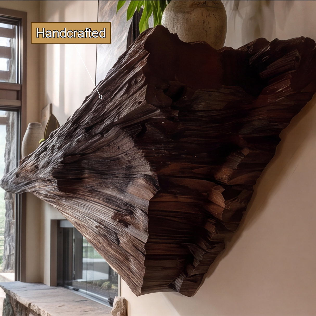 Morvek Sculpted Handcrafted Fireplace Mantel Shelf SPA254312