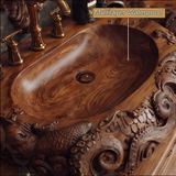 Morveth Octopus Form Handcarved Solid Wood Vessel Sink - Timberustic Vessel Sinks