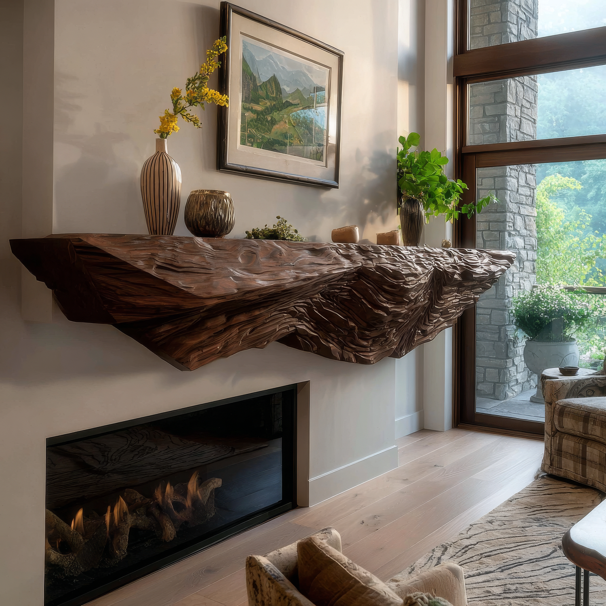Morveth Sculpted Handcrafted Fireplace Mantel Shelf SPA902492