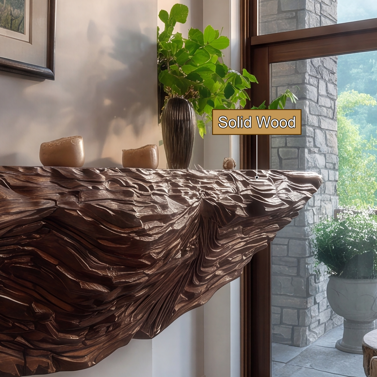 Morveth Sculpted Handcrafted Fireplace Mantel Shelf SPA902492