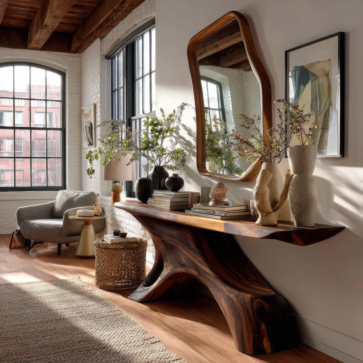 Morvethis Sculpted Solid Wood Console Table - Timberustic Console Table