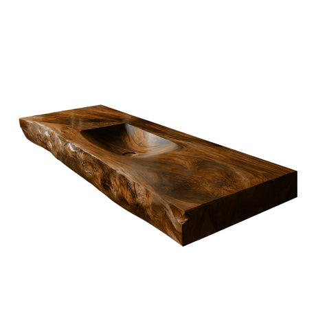 Morvyn Live Edge Solid Wood Floating Bathroom Vanity with Integrated Sink Brown - Timberustic Floating Bathroom Vanity with Integrated Sink